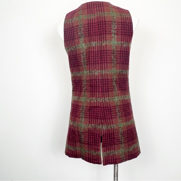 Vintage wool vest longline plaid - Picture 2 of 5